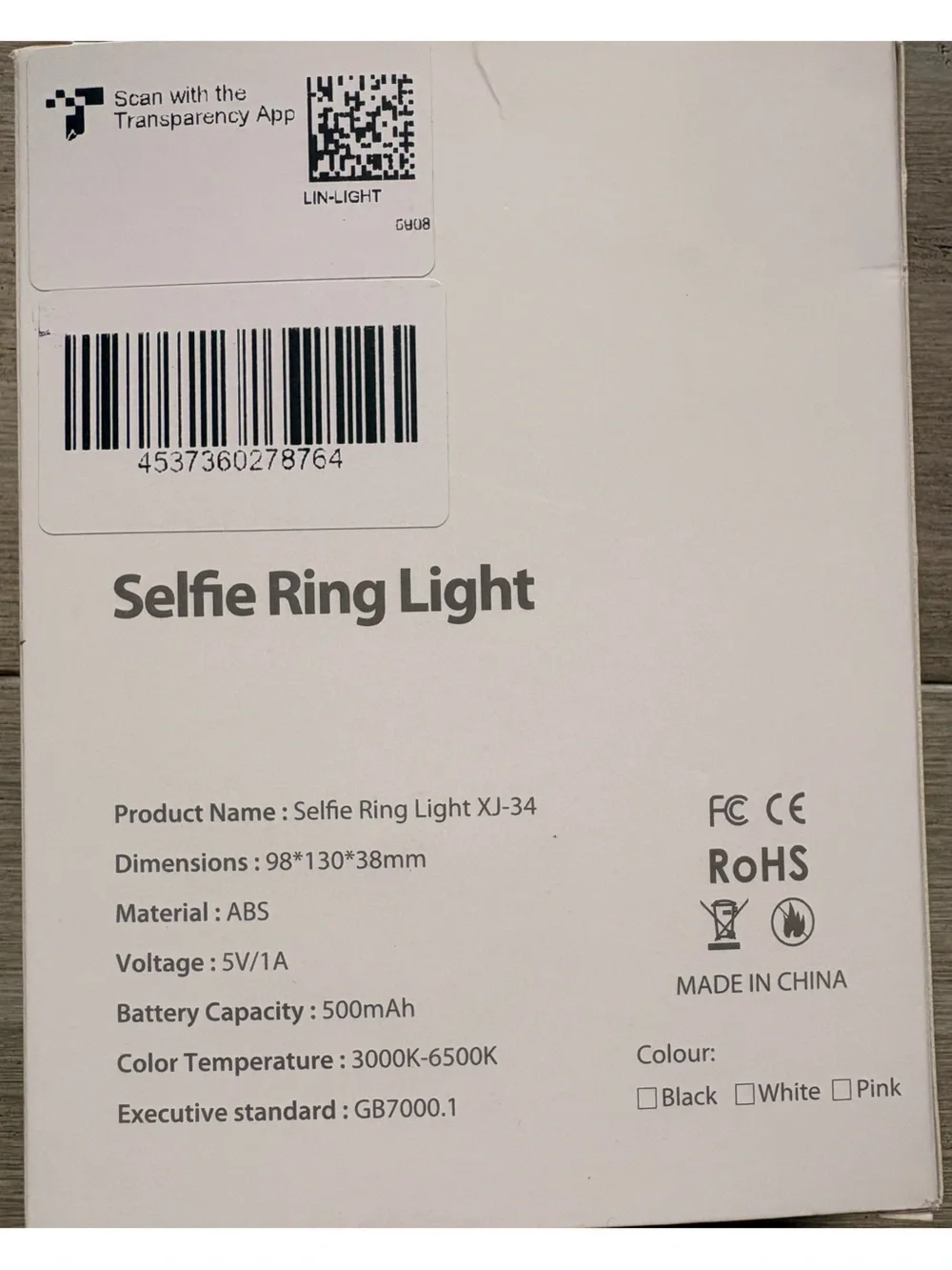 NWT Clip on Ring Light, Kimwood Rechargeable 60 LED Selfie Ring Light